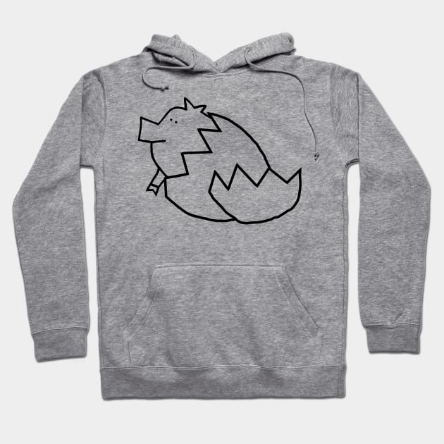 Cute Pig Hatching from Easter Egg Outline Hoodie by ellenhenryart